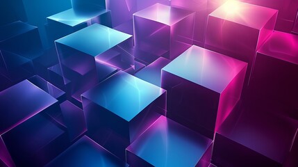 Obraz premium Abstract Blue And Purple Cubes