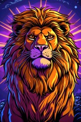 Obraz premium Majestic Lions Gaze in Vivid Colors