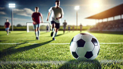 Fototapeta premium Players in action on soccer field