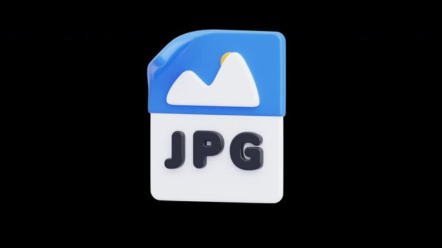 3D Animation of JPG File Format Stores Digital Images | Alpha Channel