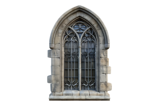 Gothic window isolated on transparent background