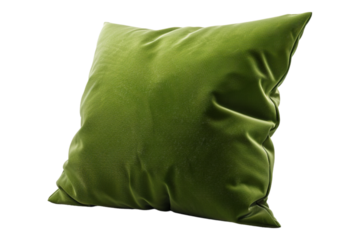 Green pillow isolated on transparent background