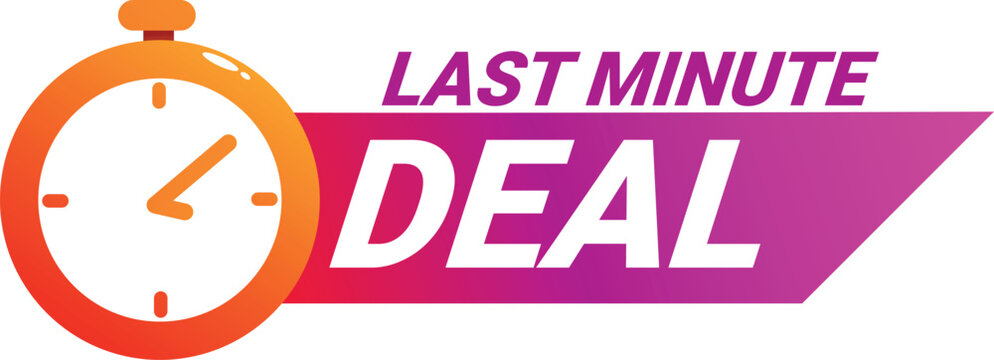 Orange clock is ticking down the time remaining to get a special offer at a last minute deal