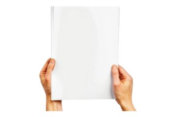 hand holding white paper isolated on transparent background