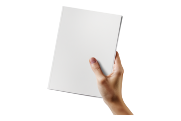 hand holding white paper isolated on transparent background
