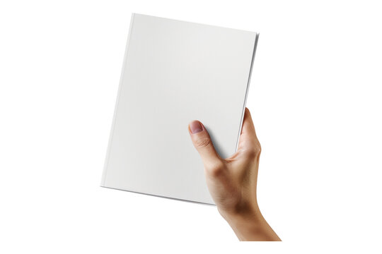hand holding white paper isolated on transparent background