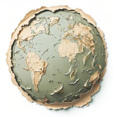Global Climate Migration Map - Realistic Illustration with Neutral Colors on White Background