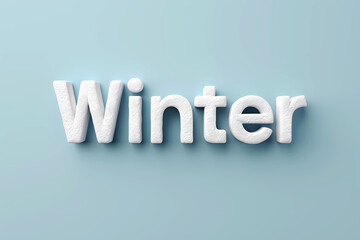 Fototapeta premium Winter text modern font center on blue background.