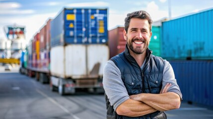 Man in shipping yard