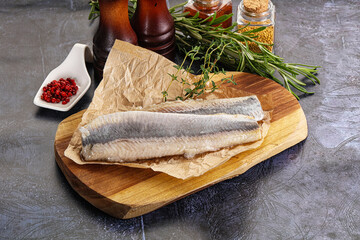 Pickled atlantic tasty herring fillet