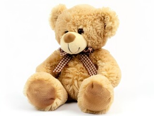 Obraz premium Fluffy Teddy Bear on White Background