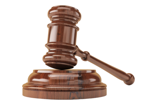 Judges gavel isolated on transparent background