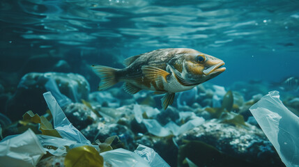 A dead fish surrounded by plastic waste is sad evidence of the global pollution problem.