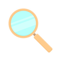 Beautiful magnifying glass with a wooden handle in a cartoon style on a white isolated background, 10 eps, detective tool