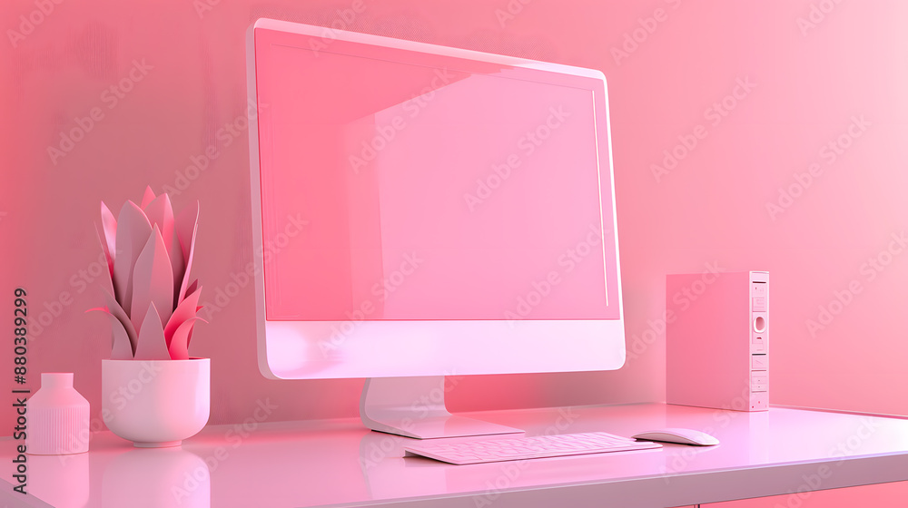 Poster blank computer screen mock up isolated