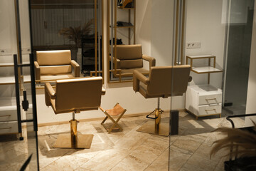 Modern barbershop in golden style mockup
