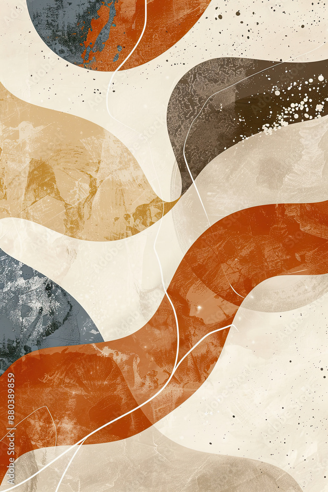 Poster an abstract painting of some rounded lines and shapes