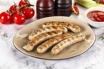 Grilled natural organick white sausages