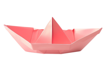 Pink paper boat isolated on transparent background