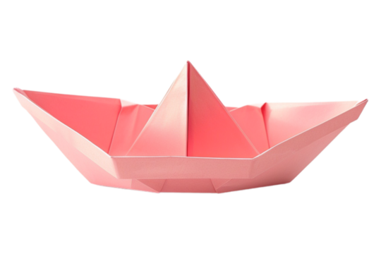 Pink paper boat isolated on transparent background