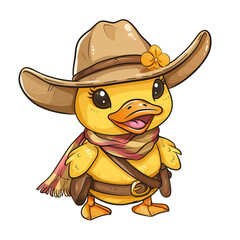 Cute rubber Duck cartoon on isolated background, generated ai