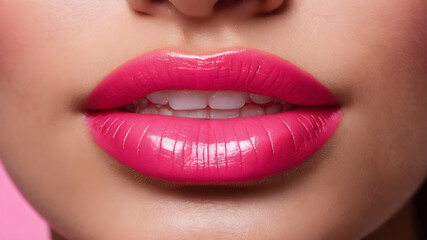 Fototapeta premium Glossy pink lip