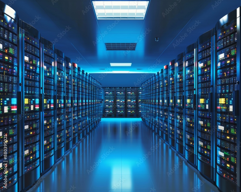 Poster exploring data storage and database systems on computer servers for effective management