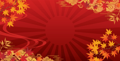 秋の紅葉和風フレーム枠背景