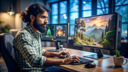 Indian Game Designer Crafting Immersive Virtual Worlds with 3D Modeling Software