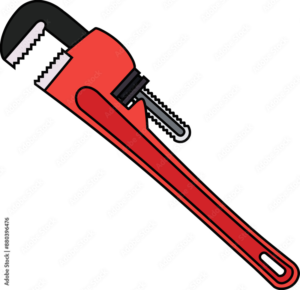 Wall mural illustration of a pipe wrench drawn with black lines