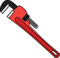 Illustration of a pipe wrench drawn with black lines