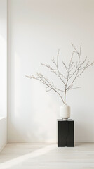 Property interiors with minimalist furniture and plain window lighting in a residential Real Estate composition.