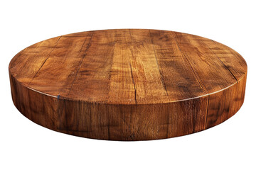 Round wooden podium isolated on transparent background