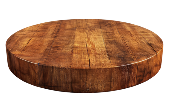 Round wooden podium isolated on transparent background - Powered by Adobe