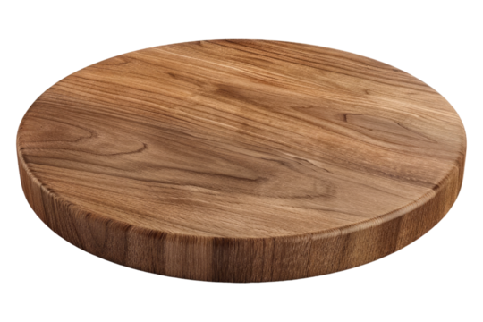 Round wooden podium isolated on transparent background
