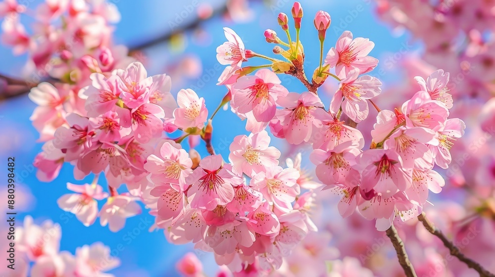 Canvas Prints Beautiful cherry blossoms under a blue sky