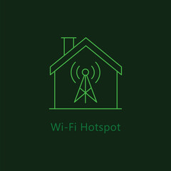 Wifi Hot Spot Icon: Wifi Signal Icon, Wifi Hotspot Vector, Wifi Hot Spot Symbol, Wireless Network Icon with editable stroke.