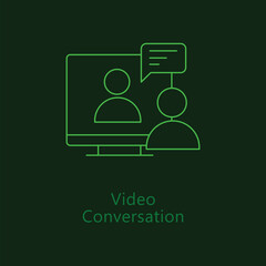 Video Conversation Icon: Video Chat Icon, Video Call Icon, Video Conversation Vector, Video Call Symbol with editable stroke.