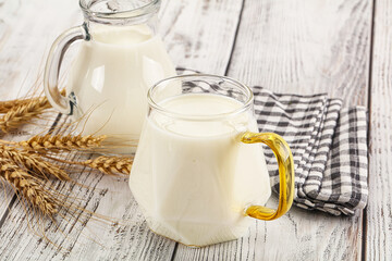 Organic milk in the glass