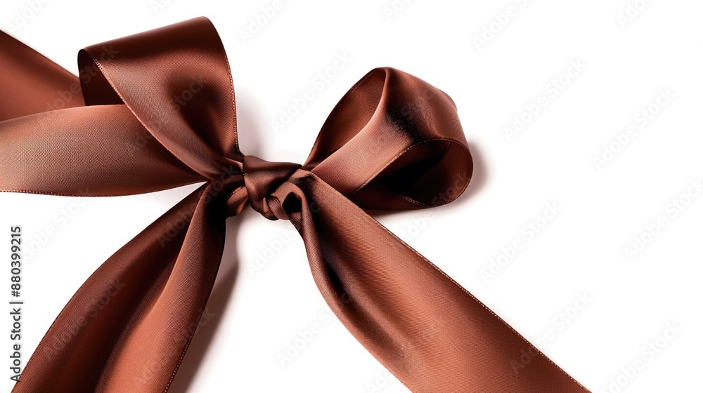 Leinwandbilder a close-up shot of a brown ribbon on a white background, ideal for use in designs and layouts where 