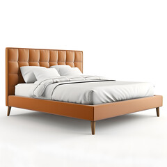 Modern bed isolated on white background