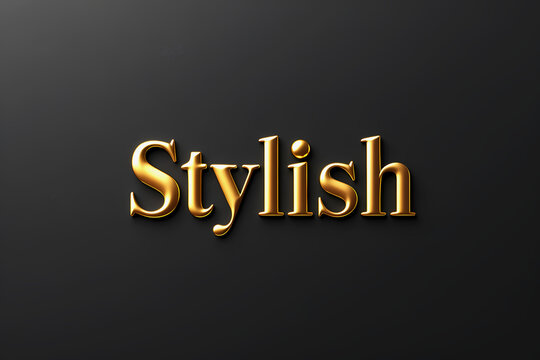 Minimalistic "Stylish" text in sleek gold font on a  black background