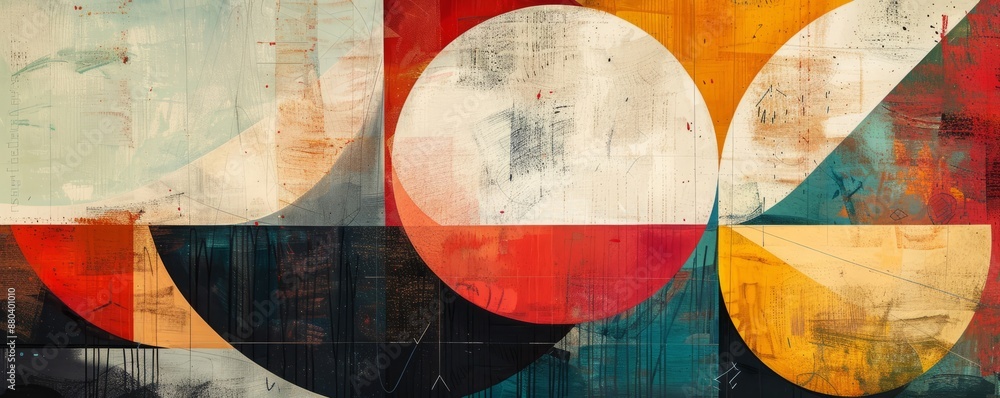Aufkleber a series of geometric shapes overlapping and intersecting, creating a sense of movement and dynamism
