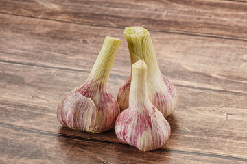 Young garlic heap for cooking