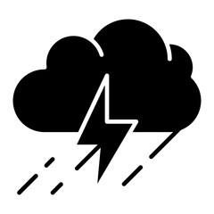 Vector Icon rain, Cloud, danger, lightning, nature