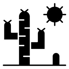 Vector Icon desert, sun, cactus, tree, hot weather