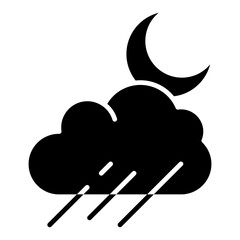 Vector Icon Hail, night, rain, cloudy, weather