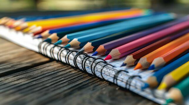 Colorful Pencils on Notebook - Generative AI