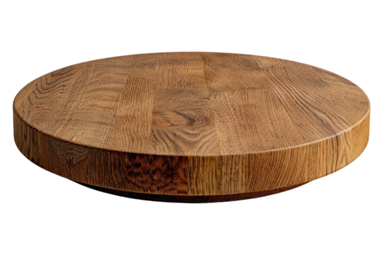 Round wooden podium isolated on transparent background