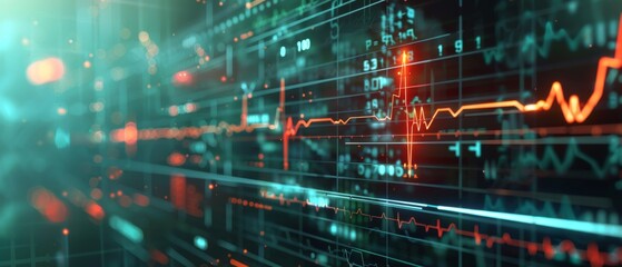 Fototapeta premium Patientenüberwachung: Fortgeschrittener EKG-Monitor